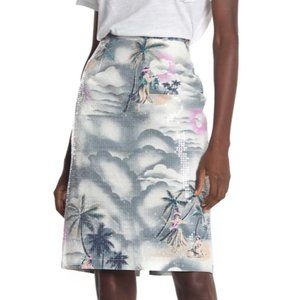LE SUPERBE Hawaiian Shine Pencil Skirt Sz 2